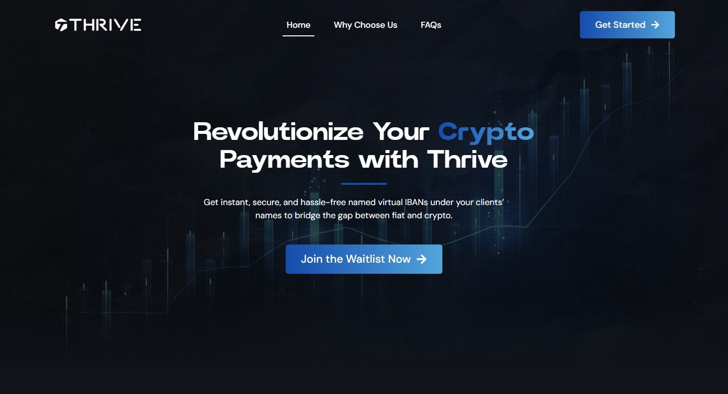Thrive homepage: revolutionise your crypto payments